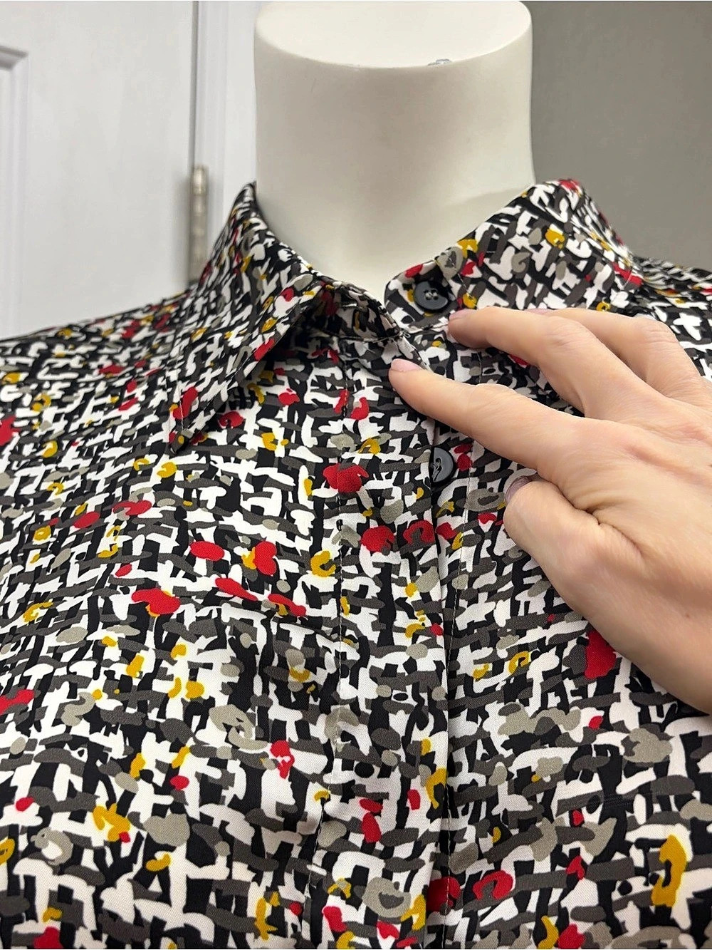 Marina Rinaldi Abstract Print Midi Shirtdress Dress w/Slip Size 20 - Picture 3 of 16